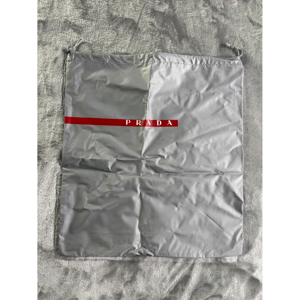 Prada Linea Rossa Dust Bag Gray Nylon Drawstring Storage Pouch 15.5 x 13.5 Logo